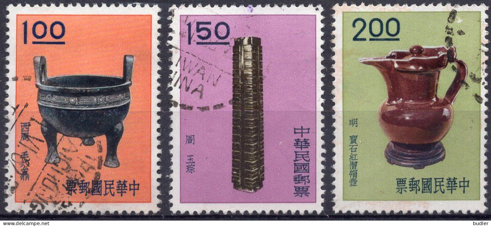 TAIWAN (= Formosa) :1961: Y.356A,357A-B : Trésors Artistiques De L'ancienne Chine.  Gestempeld / Oblitéré / Cancelled. - Oblitérés