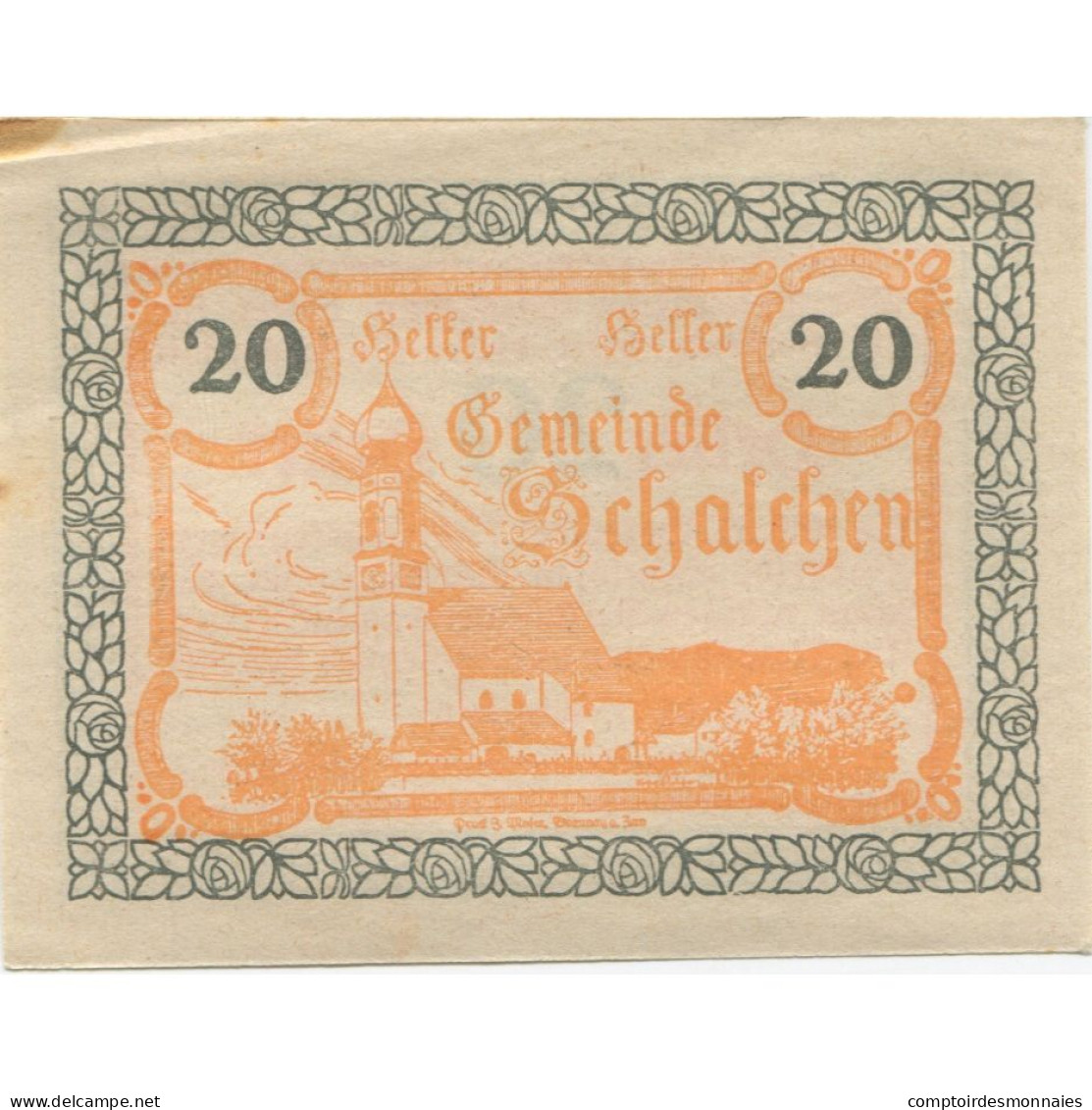 Billet, Autriche, Schalchen, 20 Heller, Eglise 1920-12-31, SUP Mehl:FS 952a - Oesterreich