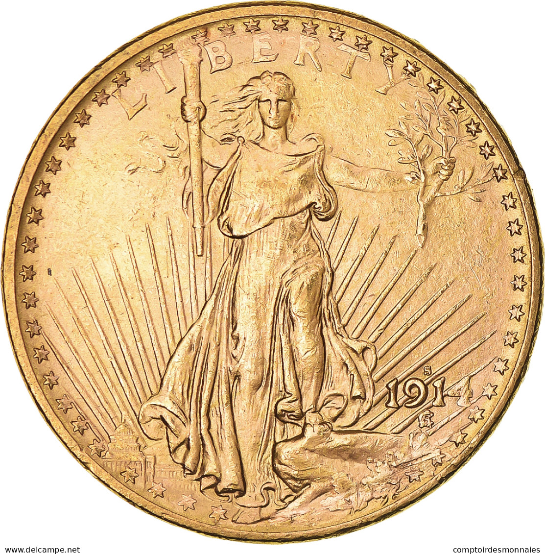 Monnaie, États-Unis, Saint-Gaudens, $20, Double Eagle, 1914, San Francisco - 20$ - Double Eagles - 1907-1933: Saint-Gaudens
