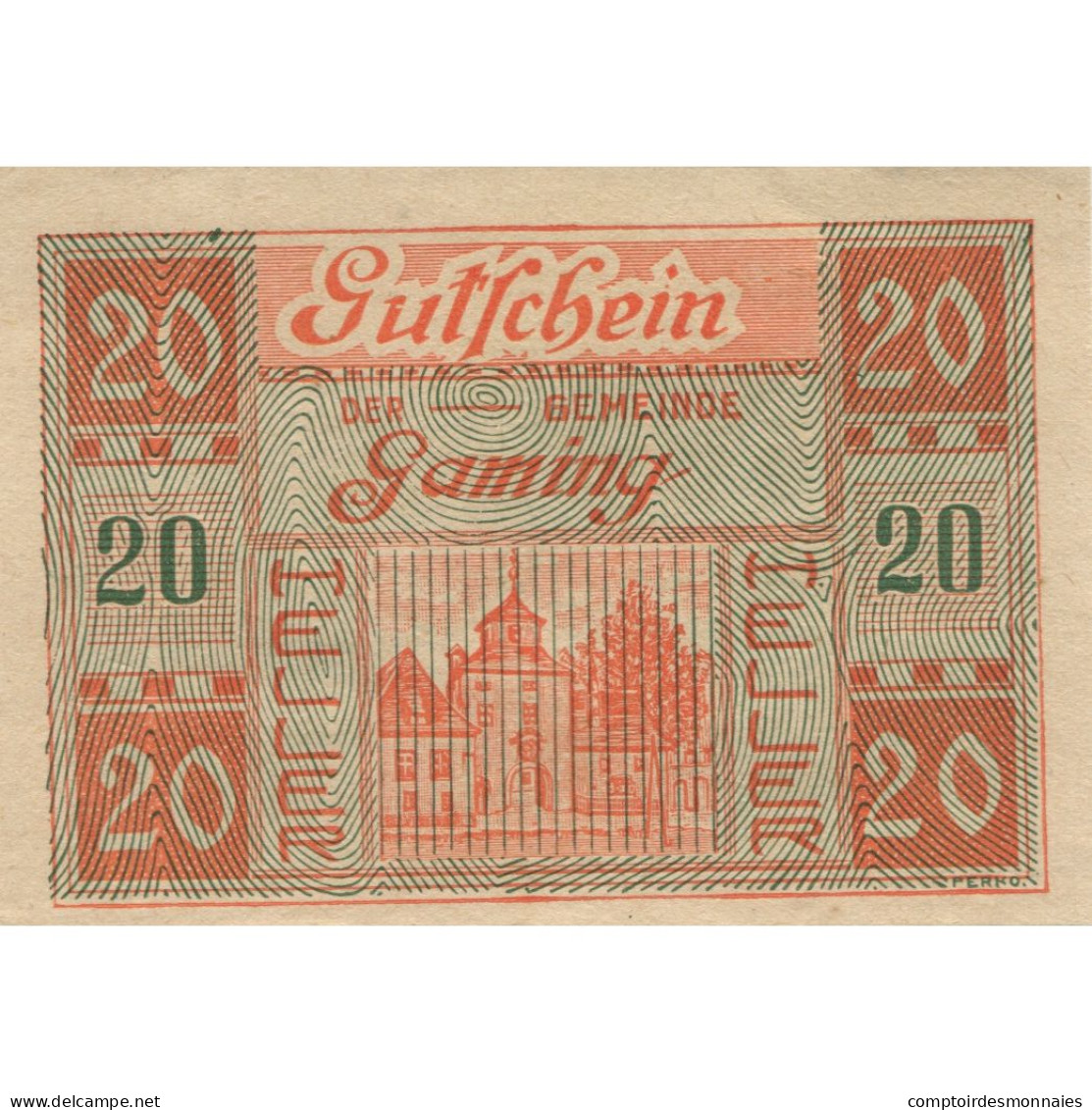 Billet, Autriche, Gaming, 20 Heller, Chateau 1,1920-12-31, SPL, Mehl:FS 220a - Oesterreich