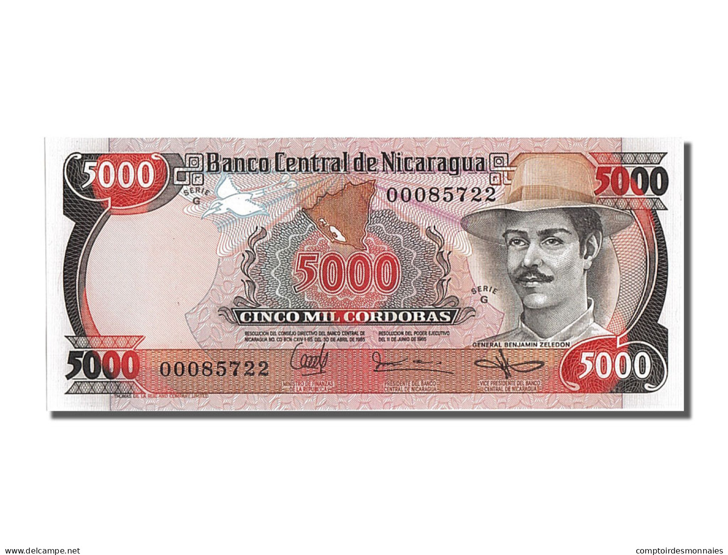 Billet, Nicaragua, 5000 Cordobas, 1985, NEUF - Nicaragua