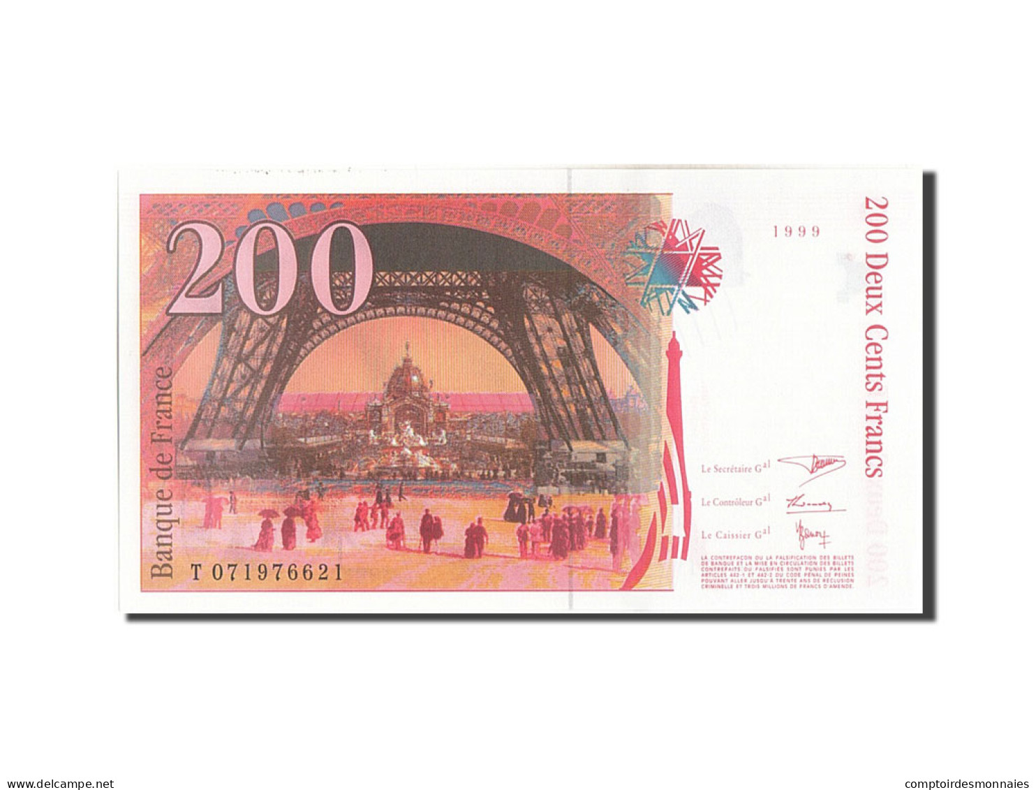 Billet, France, 200 Francs, 200 F 1995-1999 ''Eiffel'', 1999, NEUF - 200 F 1995-1999 ''Eiffel''