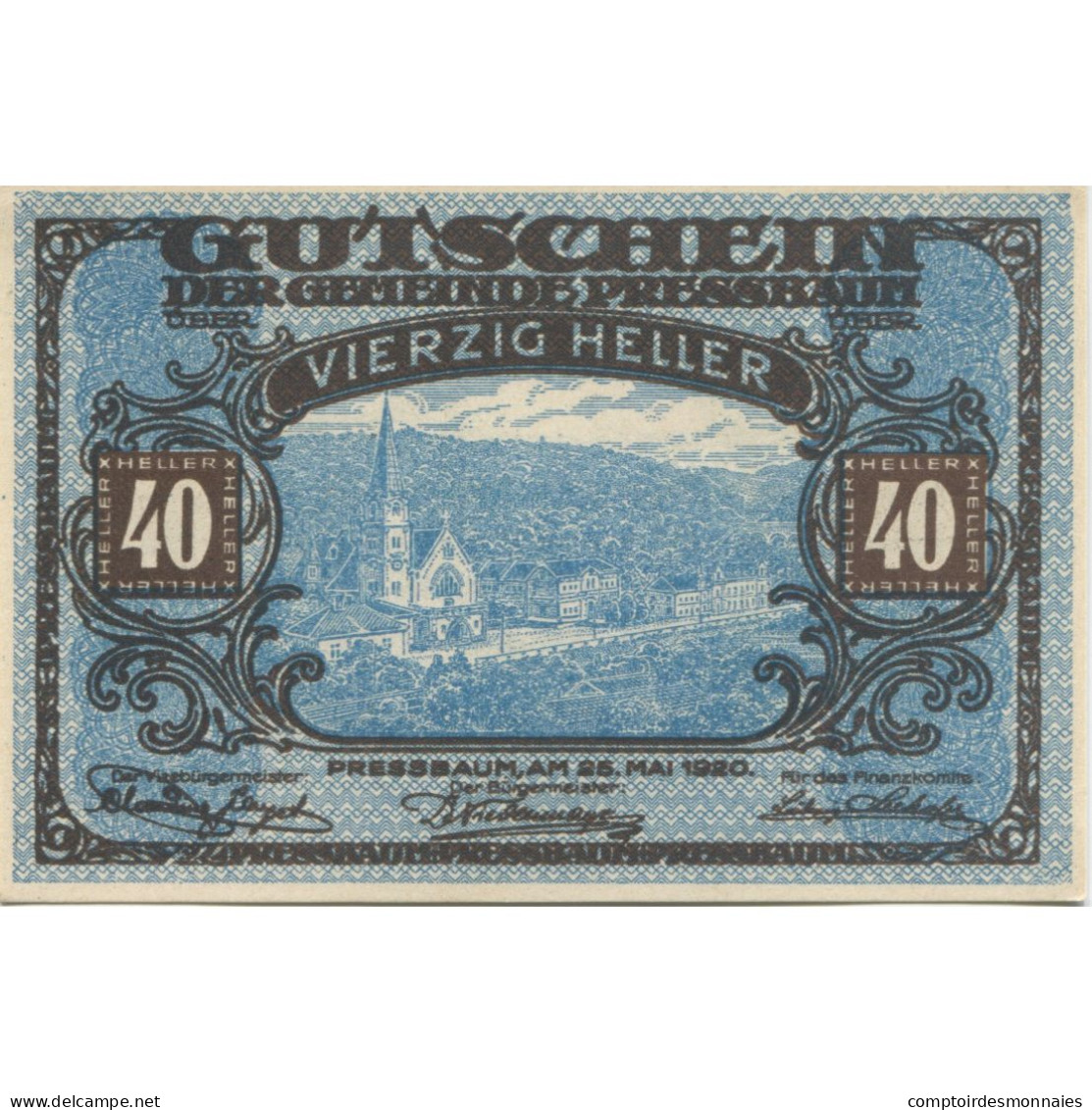 Billet, Autriche, Pressbaum, 40 Heller, Eglise 1921-07-31, SPL, Mehl:FS 784a - Oesterreich