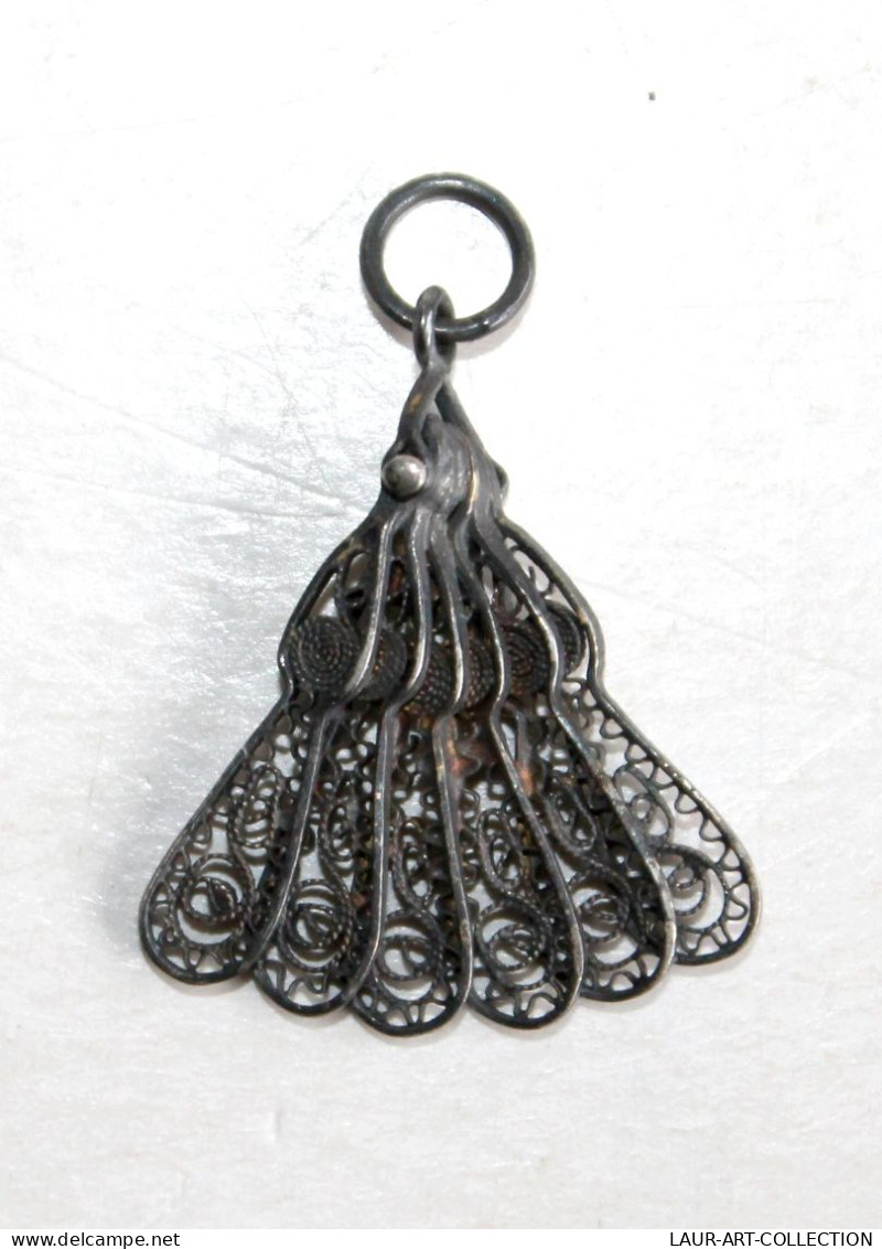 JOLI ANCIEN PENDENTIF EVENTAIL En METAL FILIGRANE ARGENTÉ, BIJOU MÉDAILLE ART NOUVEAU (1702.7) - Anhänger