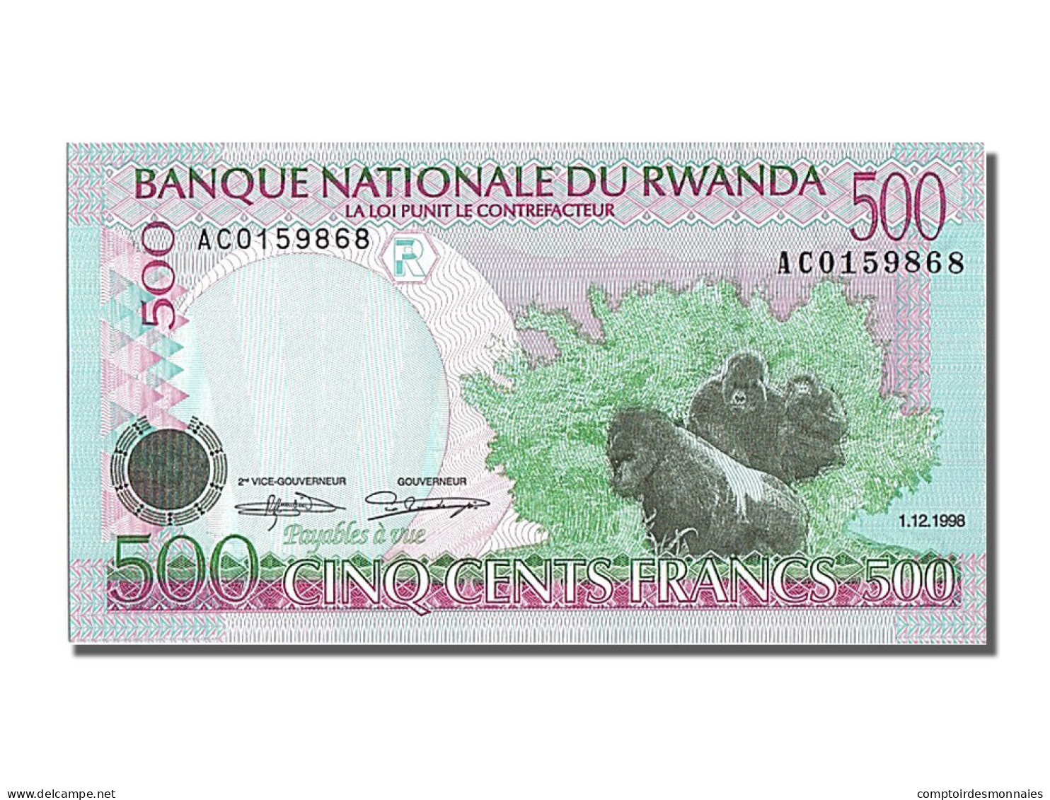 Billet, Rwanda, 500 Francs, 1998, 1998-12-01, NEUF - Ruanda