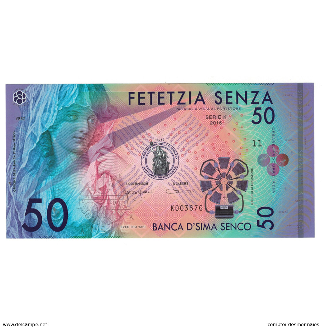 Billet, Italie, Billet Touristique, 2016, 50 SENZA, NEUF - [ 8] Vals En Specimen