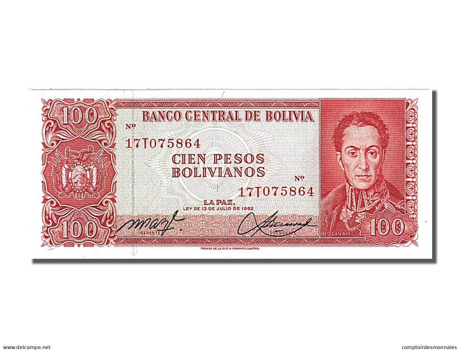 Billet, Bolivie, 100 Pesos Bolivianos, 1962, 1962-07-13, NEUF - Bolivië