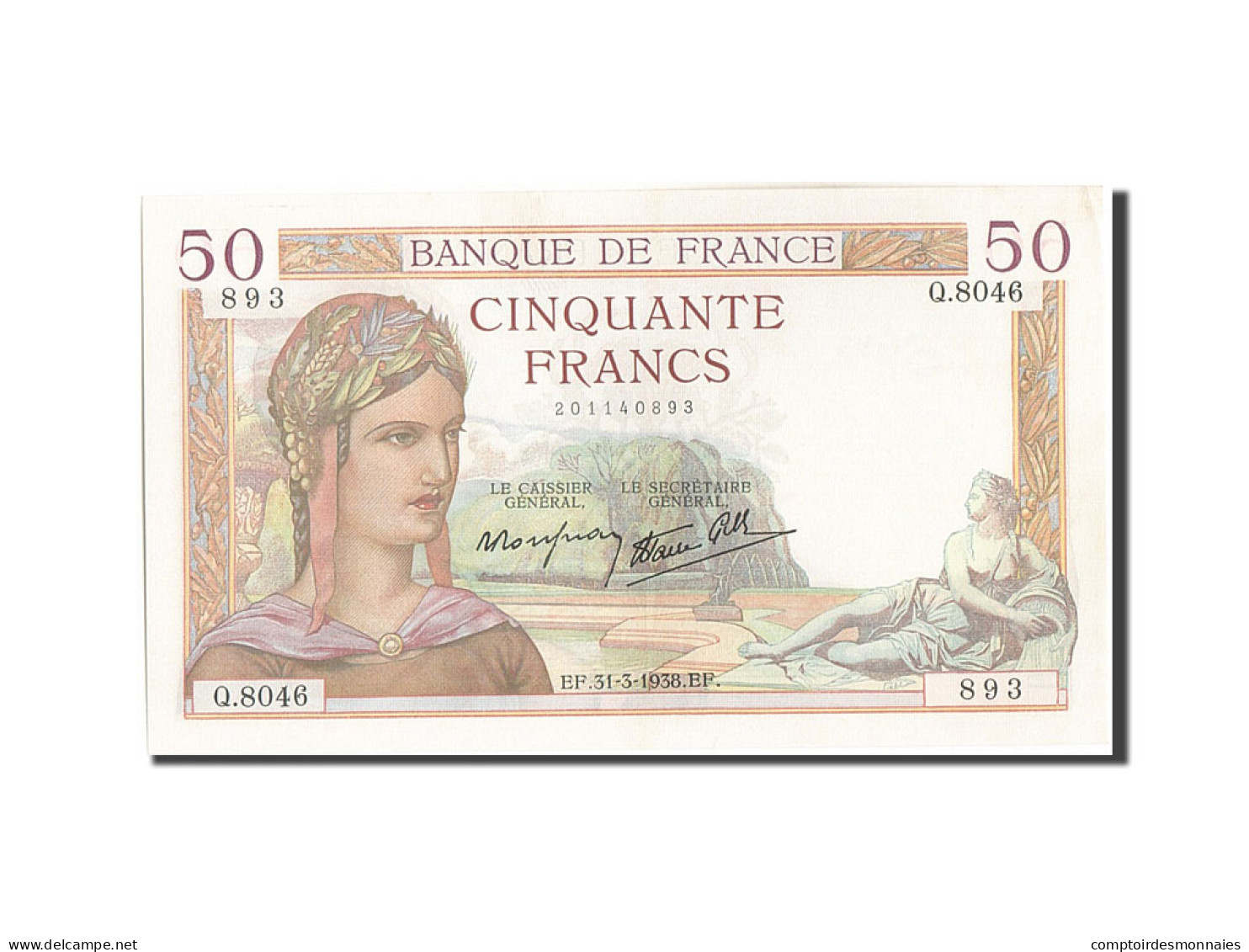 Billet, France, 50 Francs, 50 F 1934-1940 ''Cérès'', 1838, 1938-03-31, SPL - 50 F 1934-1940 ''Cérès''