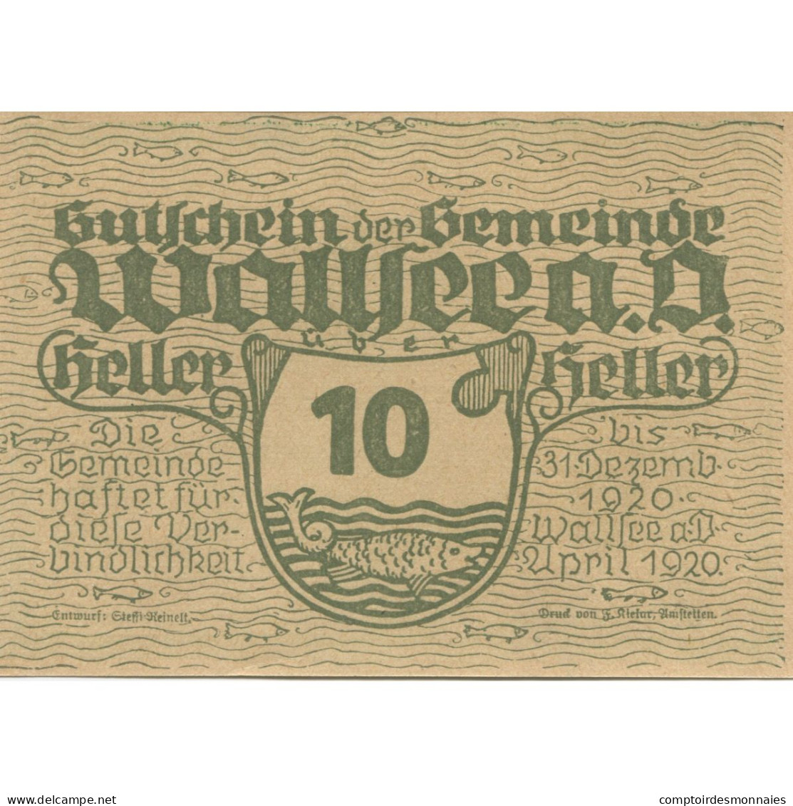 Billet, Autriche, Wallsee, 10 Heller, Château 1920-12-31, SPL Mehl:FS 1137Ib - Oesterreich