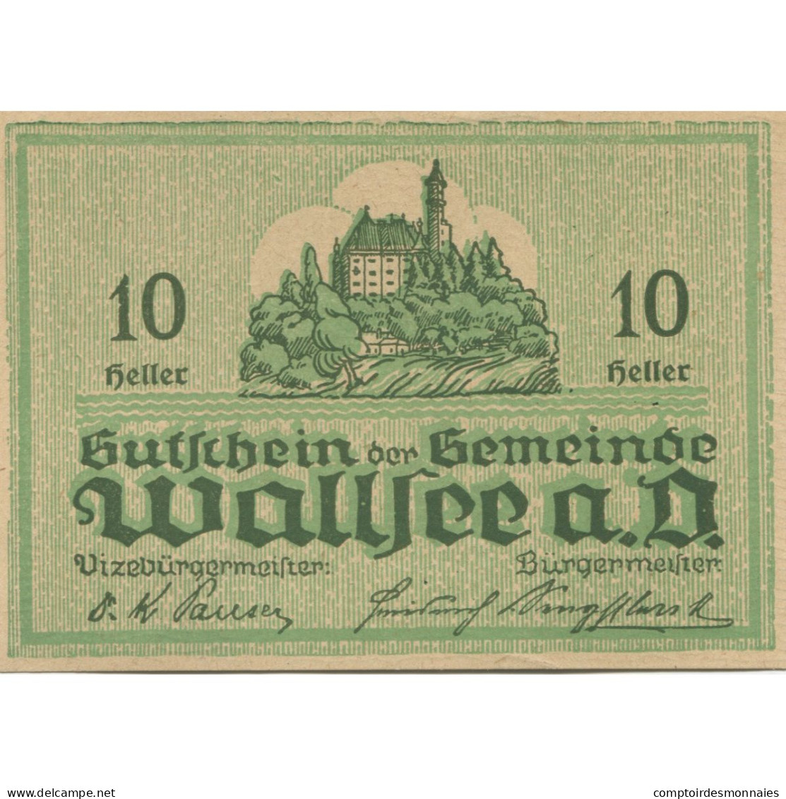 Billet, Autriche, Wallsee, 10 Heller, Château 1920-12-31, SPL Mehl:FS 1137Ib - Oesterreich