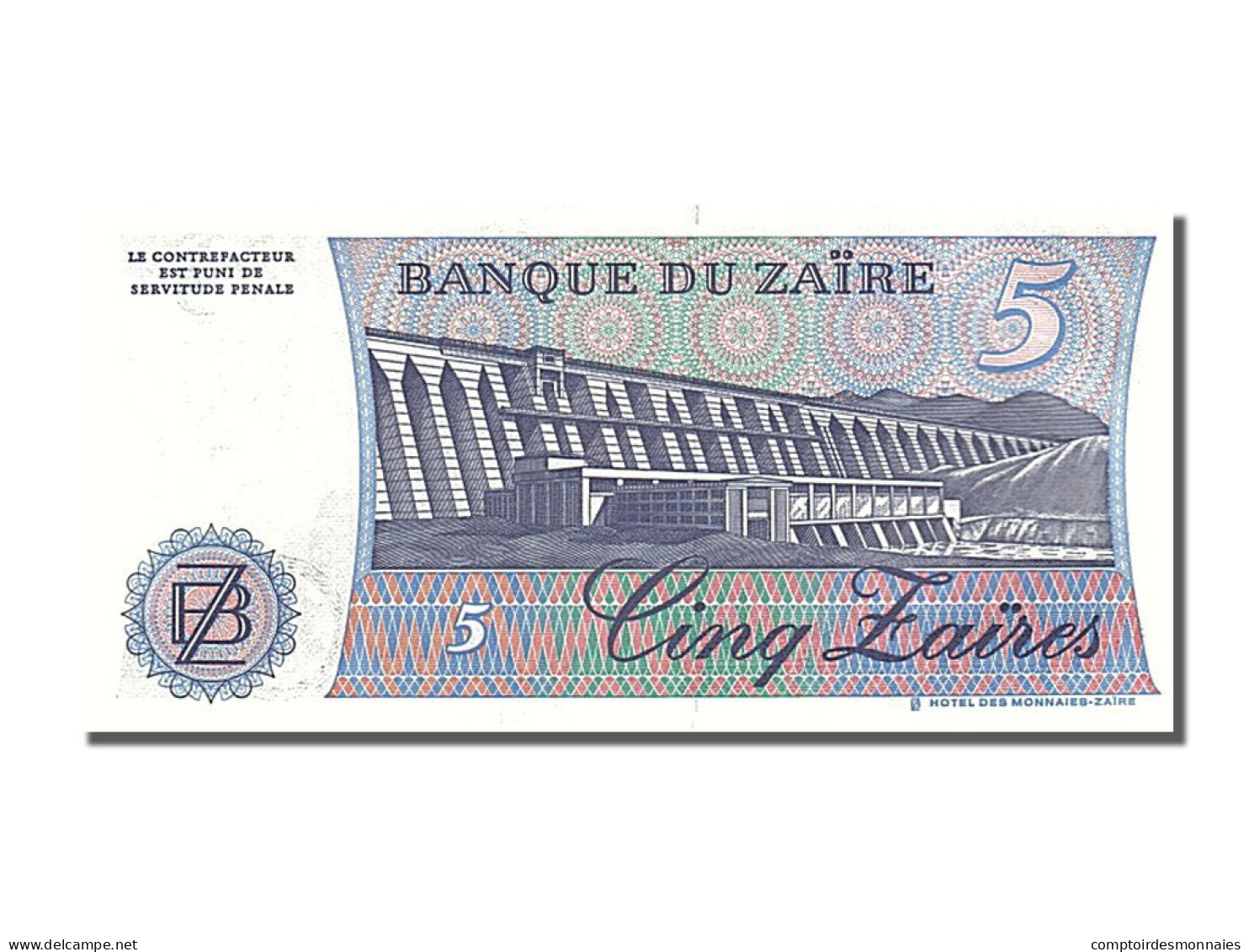 Billet, Zaïre, 5 Zaïres, 1985, 1985-11-24, SPL - Zaïre