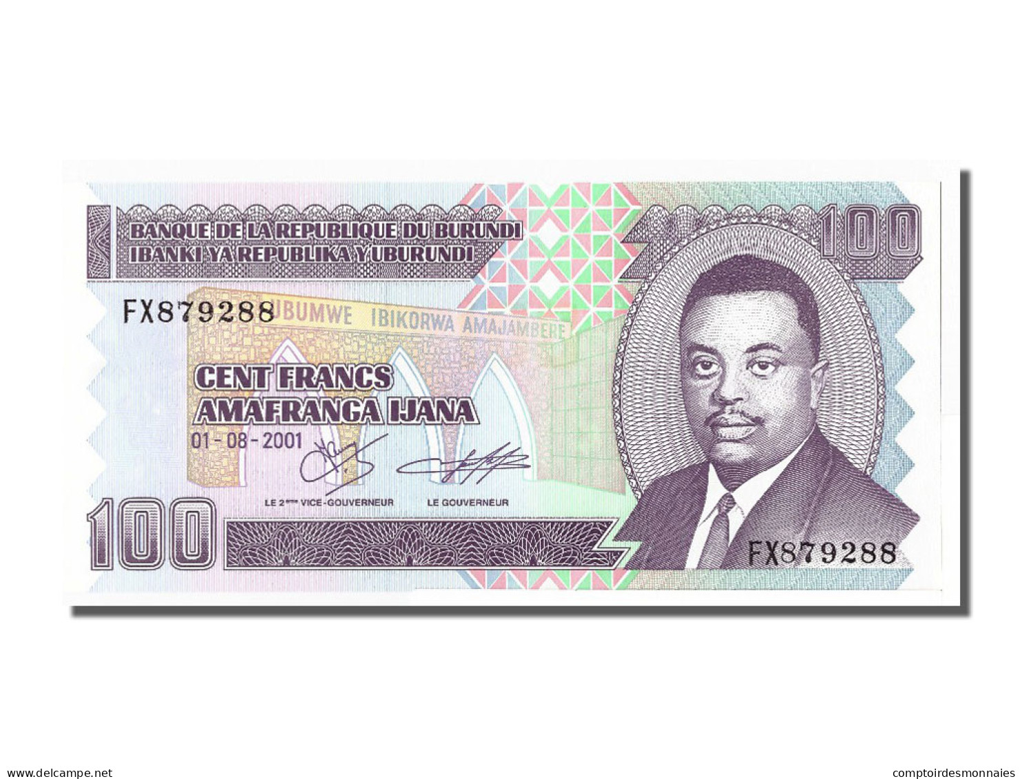 Billet, Burundi, 100 Francs, 2001, 2001-08-01, NEUF - Burundi