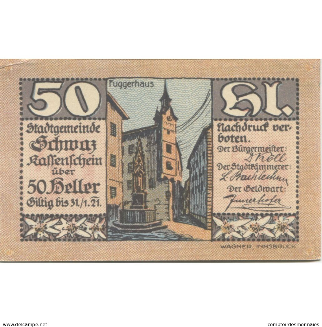 Billet, Autriche, Schwaz, 50 Heller, Place, 1920, 1920-12-31, SPL, Mehl:FS 983a - Oesterreich