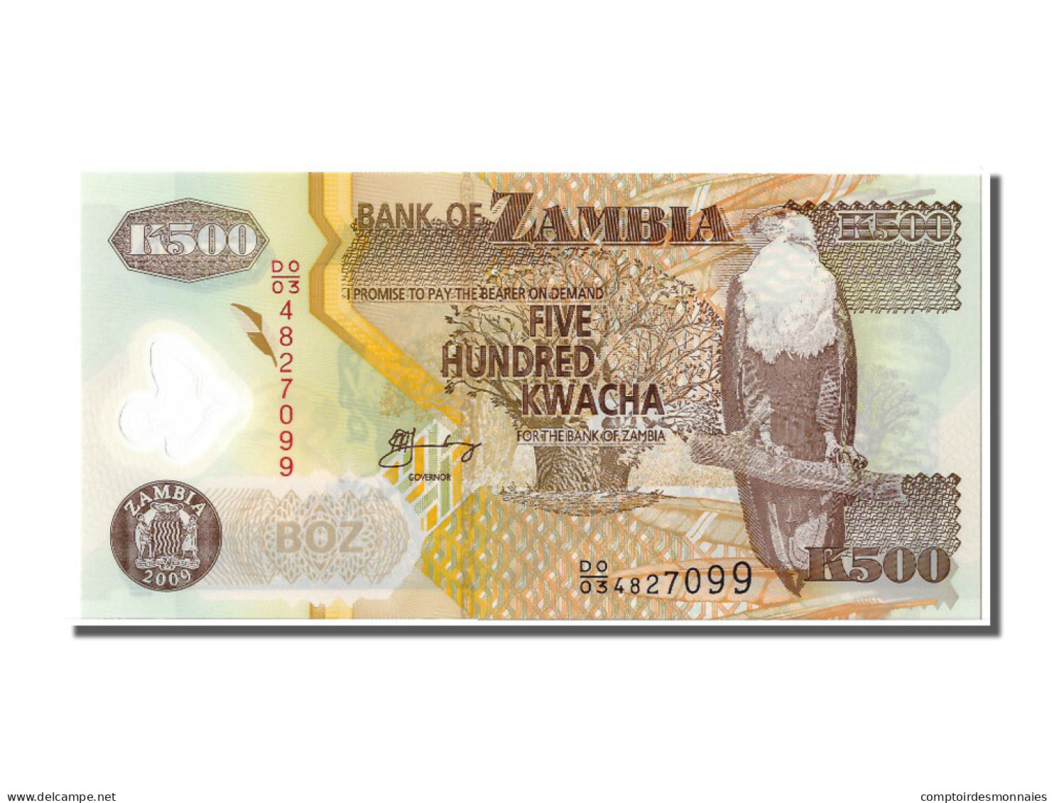 Billet, Zambie, 500 Kwacha, 2009, NEUF - Zambie