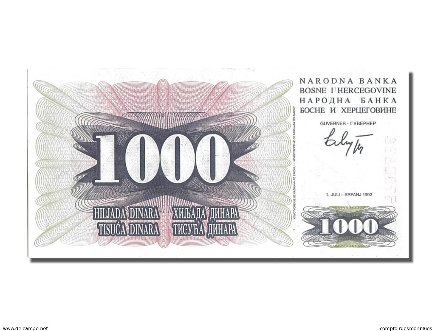 Billet, Bosnia - Herzegovina, 1000 Dinara, 1992, 1922-07-01, NEUF - Bosnien-Herzegowina