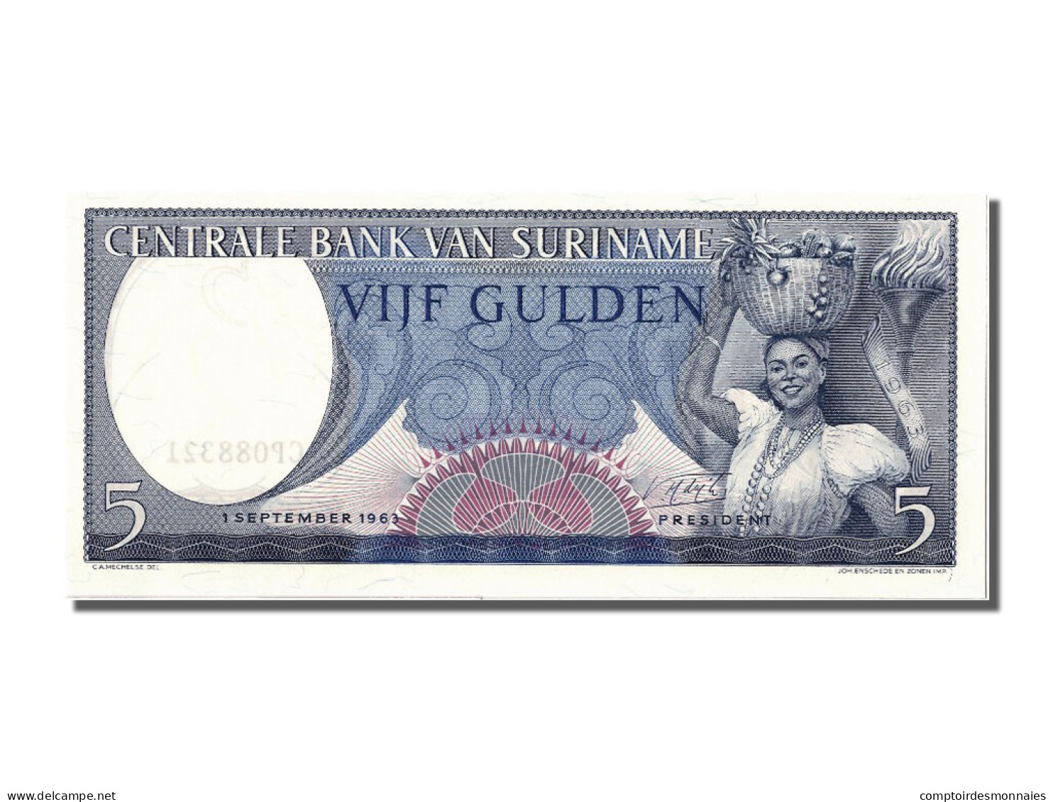 Billet, Suriname, 5 Gulden, 1963, 1963-09-01, NEUF - Suriname