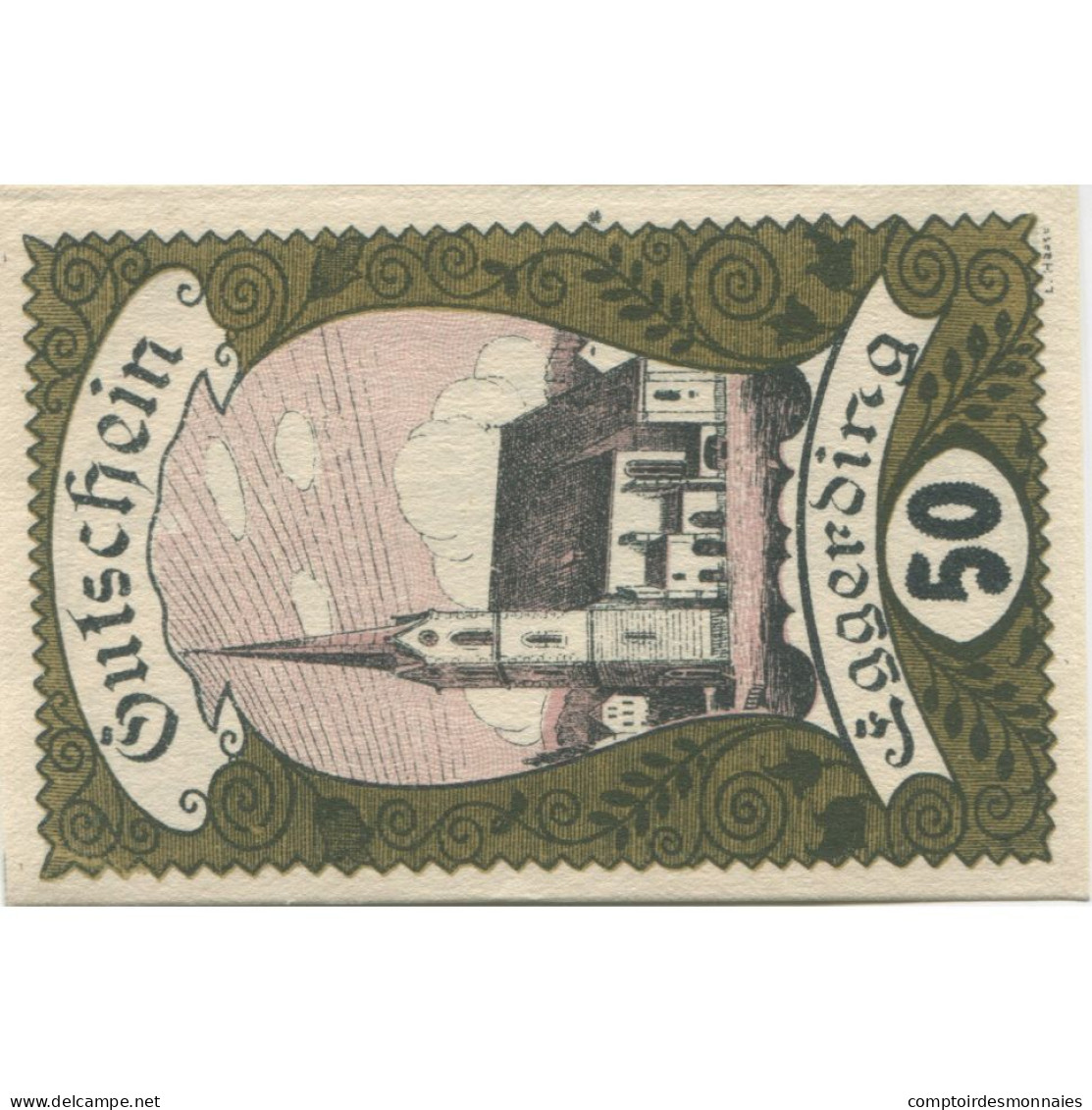 Billet, Autriche, Eggerding, 50 Heller, Eglise 1920-12-31, SPL, Mehl:FS 166a - Oesterreich