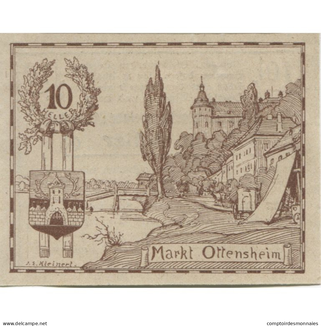 Billet, Autriche, Ottensheim, 10 Heller, Eglise 1920-12-31, SPL, Mehl:FS 717 - Austria