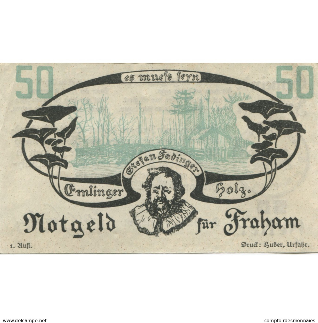 Billet, Autriche, Fraham, 50 Heller, étang, 1920, 1920-05-15, SPL, Mehl:FS 205c - Oesterreich
