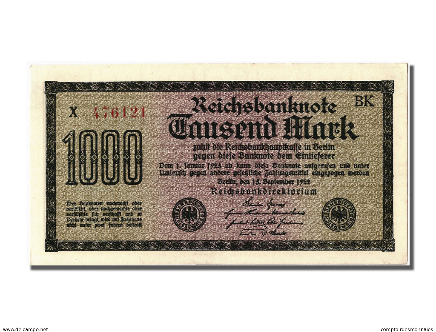 Billet, Allemagne, 1000 Mark, 1922, 1922-09-15, SPL - 1.000 Mark