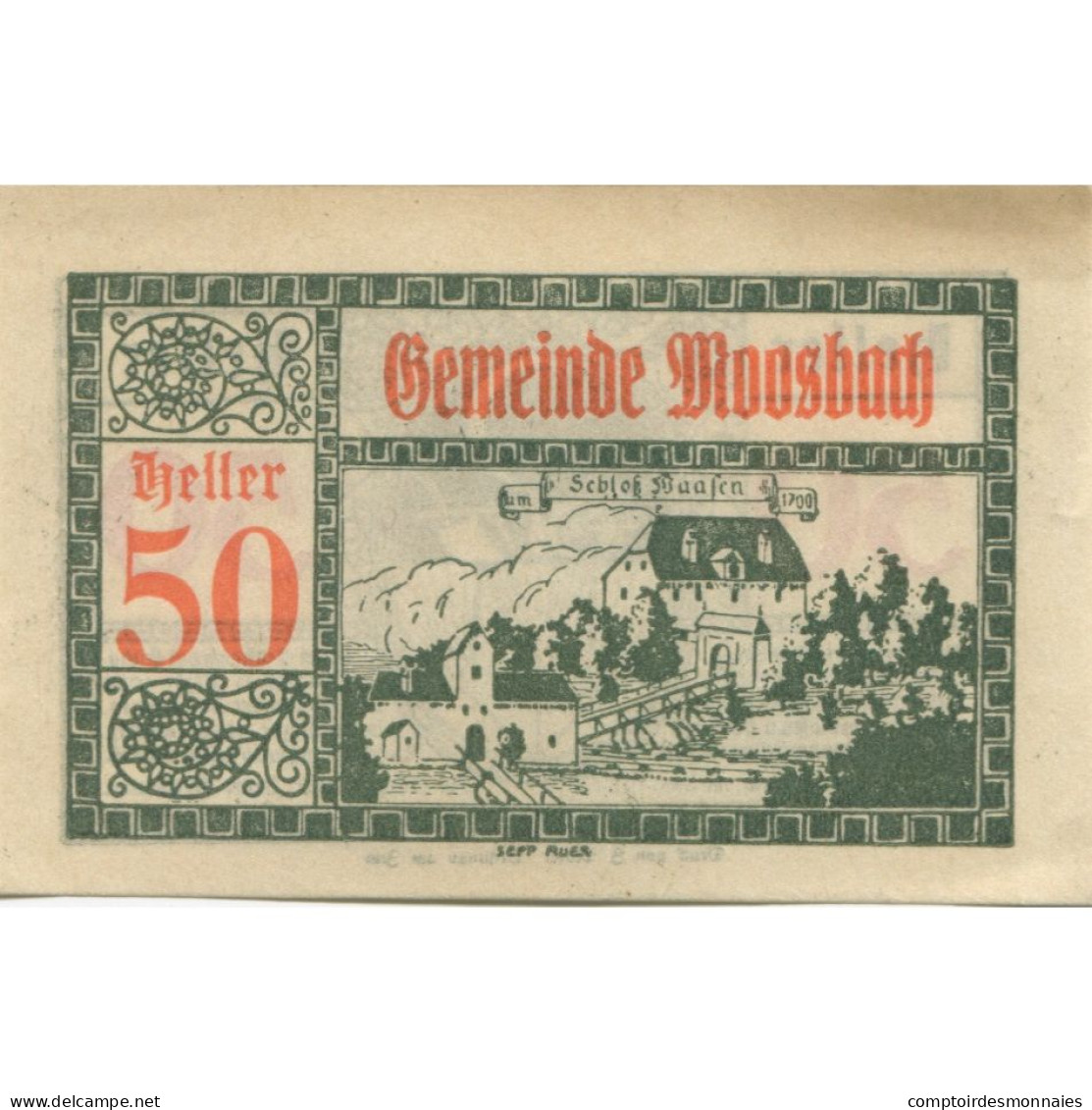Billet, Autriche, Moosbach, 50 Heller, Eglise 1, 1920-12-31, SPL, Mehl:FS 628a - Oesterreich
