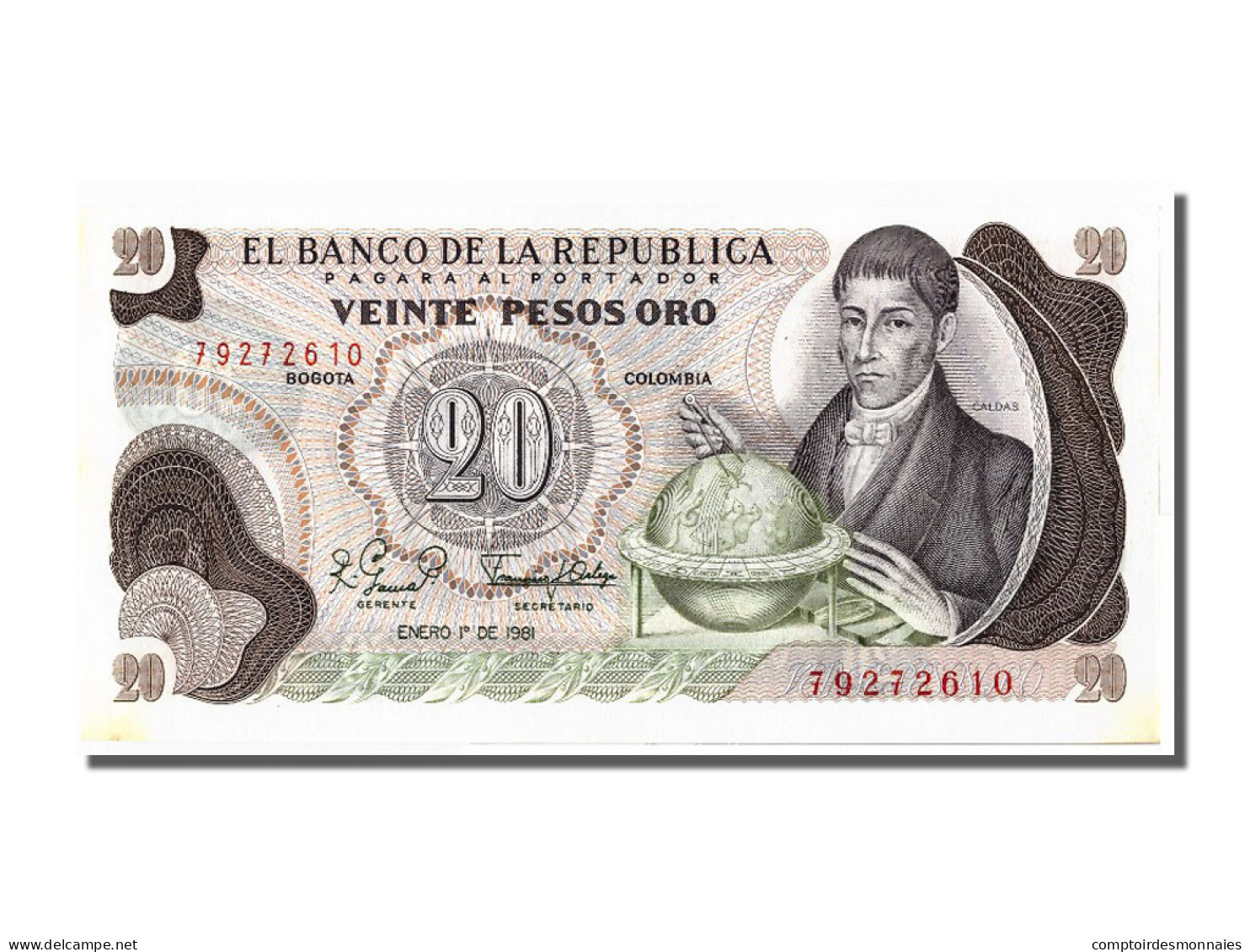 Billet, Colombie, 20 Pesos Oro, 1981, 1981-01-01, NEUF - Kolumbien