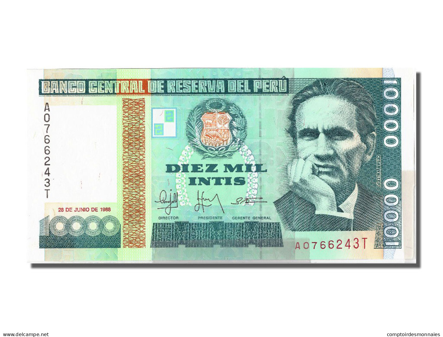 Billet, Pérou, 10,000 Intis, 1988, 1988-06-28, NEUF - Pérou