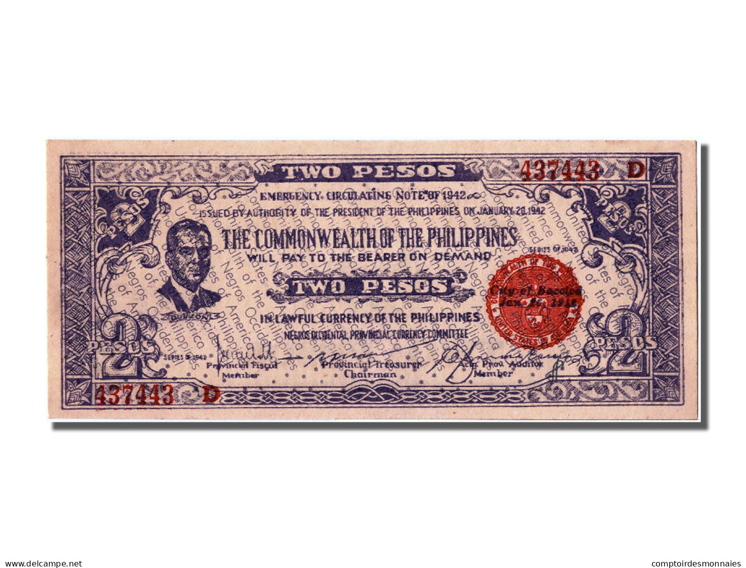 Billet, Philippines, 2 Pesos, 1942, 1942-01-26, NEUF - Filippijnen