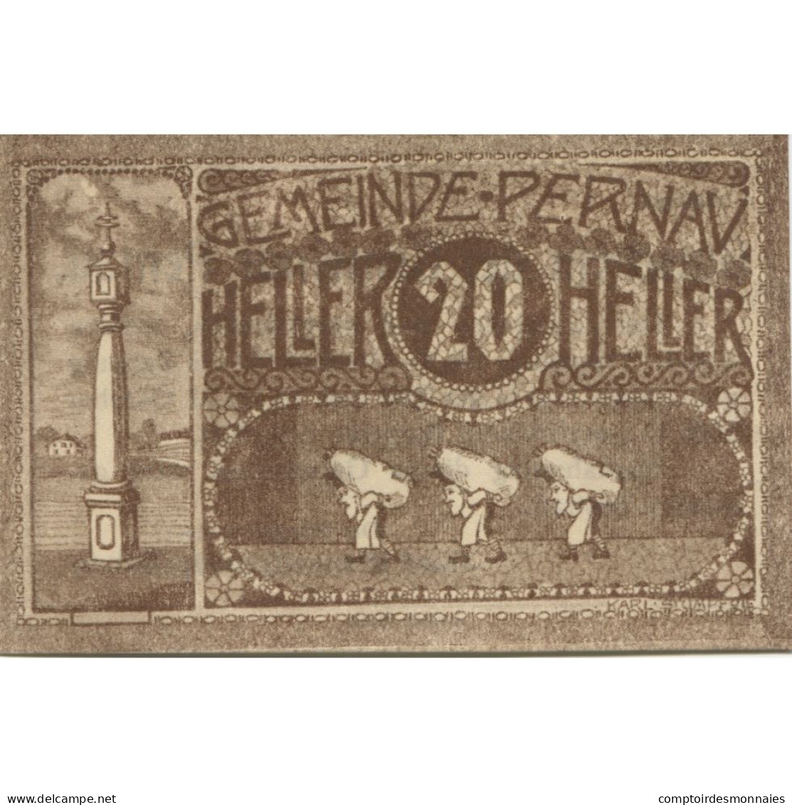 Billet, Autriche, Pernau, 20 Heller, Monument 1920-10-31, SPL Mehl:FS 734Ia - Oesterreich