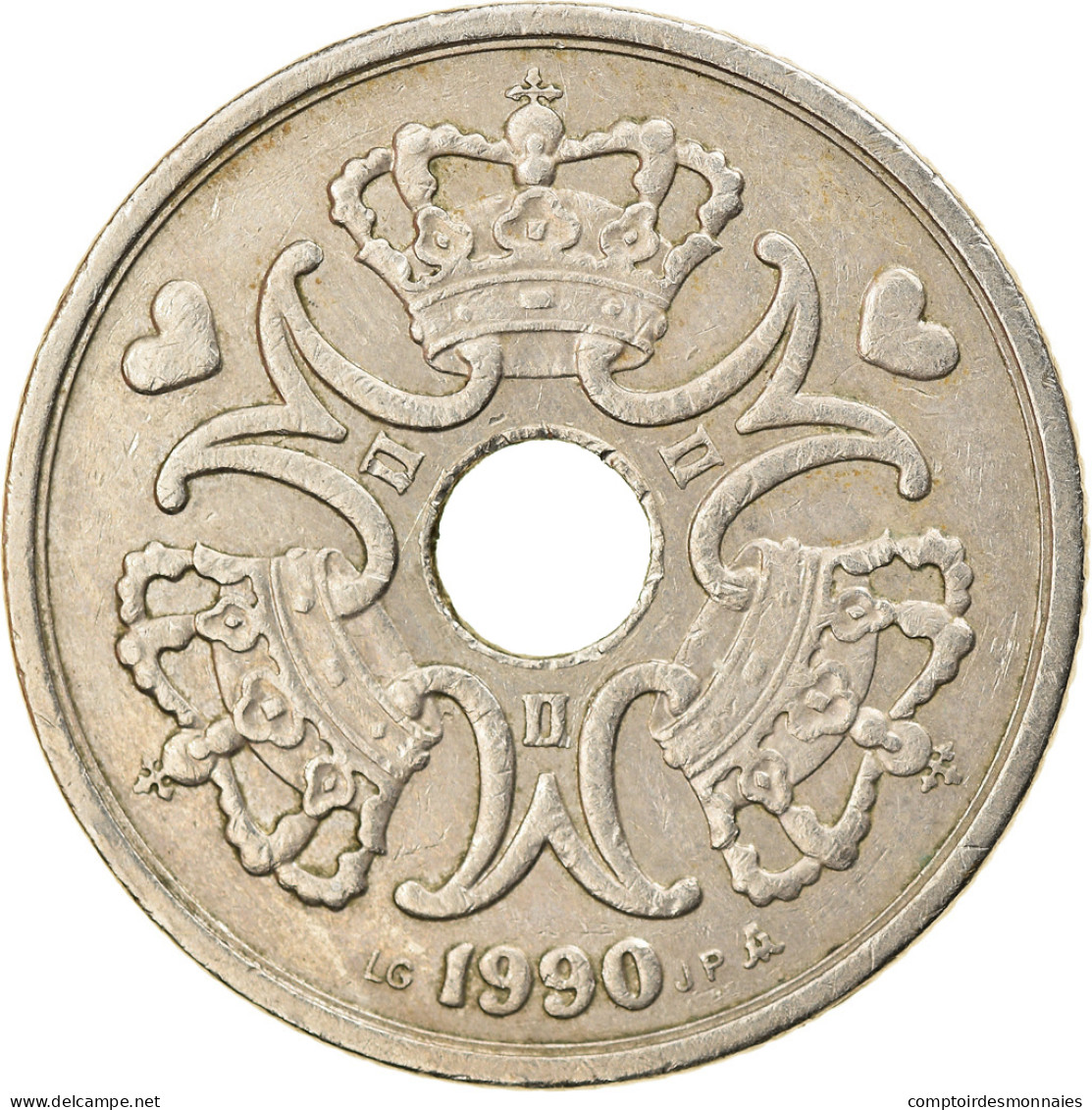 Monnaie, Danemark, Margrethe II, 5 Kroner, 1990, Copenhagen, TB+, Copper-nickel - Denmark