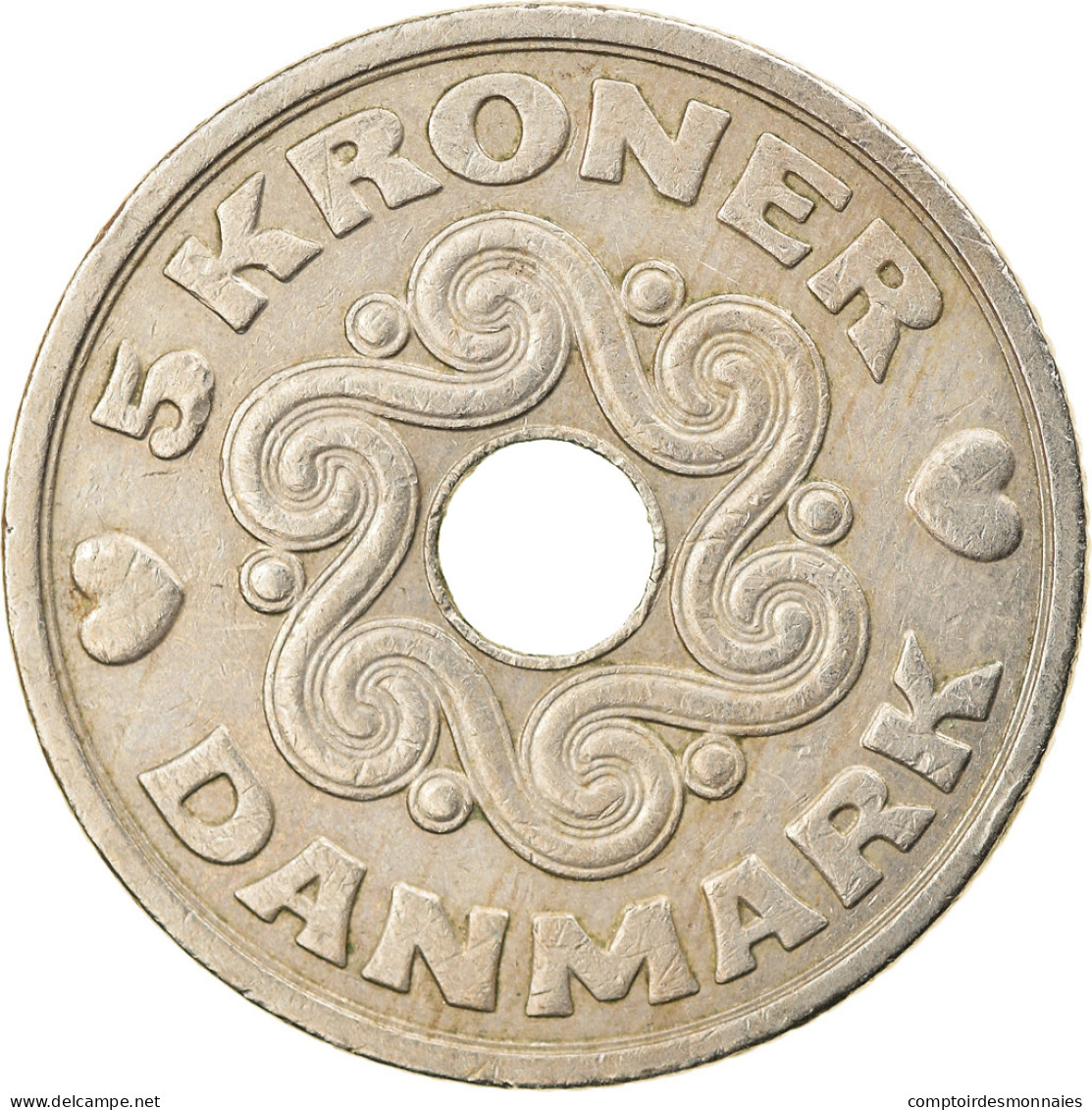 Monnaie, Danemark, Margrethe II, 5 Kroner, 1990, Copenhagen, TB+, Copper-nickel - Danemark