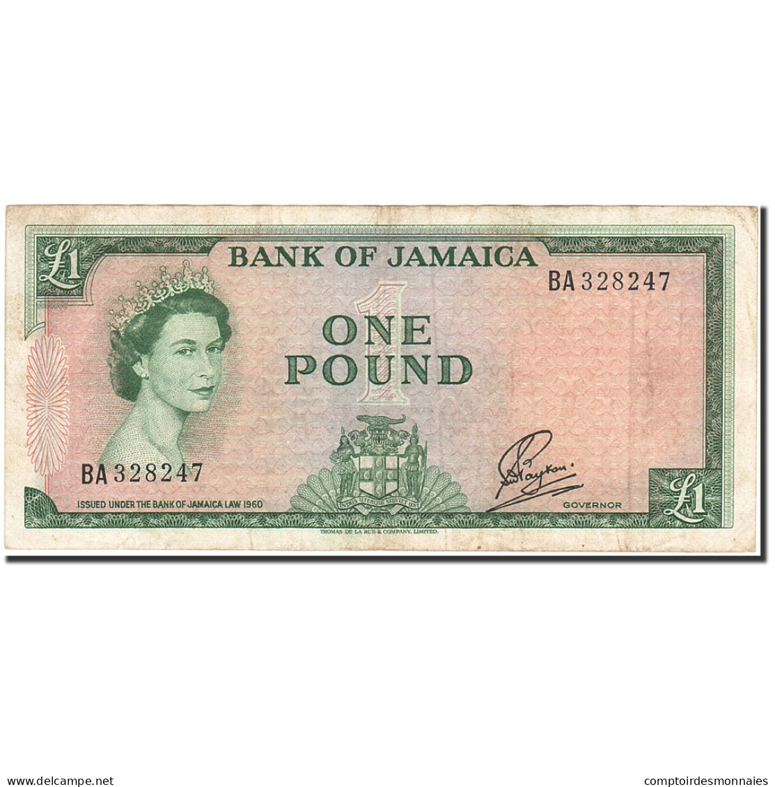 Billet, Jamaica, 1 Pound, 1961, 1961, KM:51, TTB - Jamaique