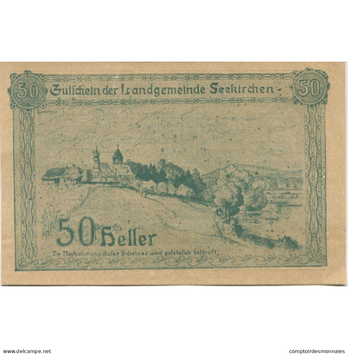 Billet, Autriche, Seekirchen, 50 Heller, Village 1920-12-31, SPL, Mehl:FS 986a - Oesterreich