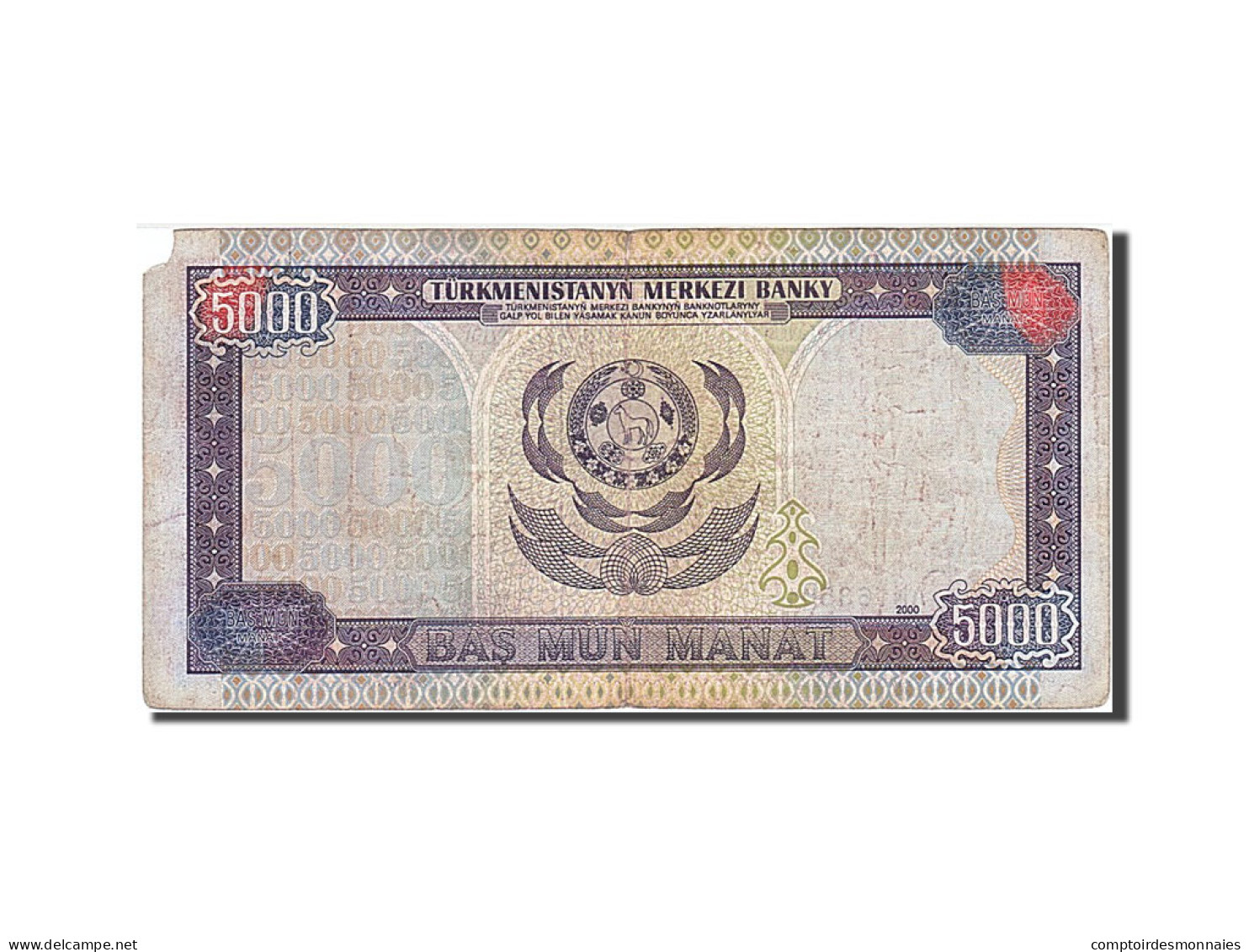 Billet, Turkmenistan, 5000 Manat, 2000, B+ - Turkménistan