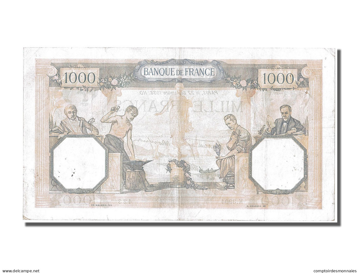 Billet, France, 500 Francs, 1 000 F 1927-1940 ''Cérès Et Mercure'', 1938 - 1 000 F 1927-1940 ''Cérès Et Mercure''