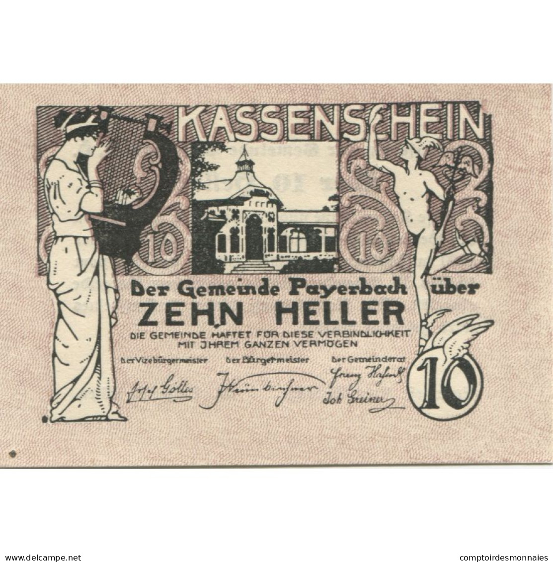 Billet, Autriche, Payerbach, 10 Heller, Statue 1920-12-31, SPL Mehl:FS 725 - Oesterreich