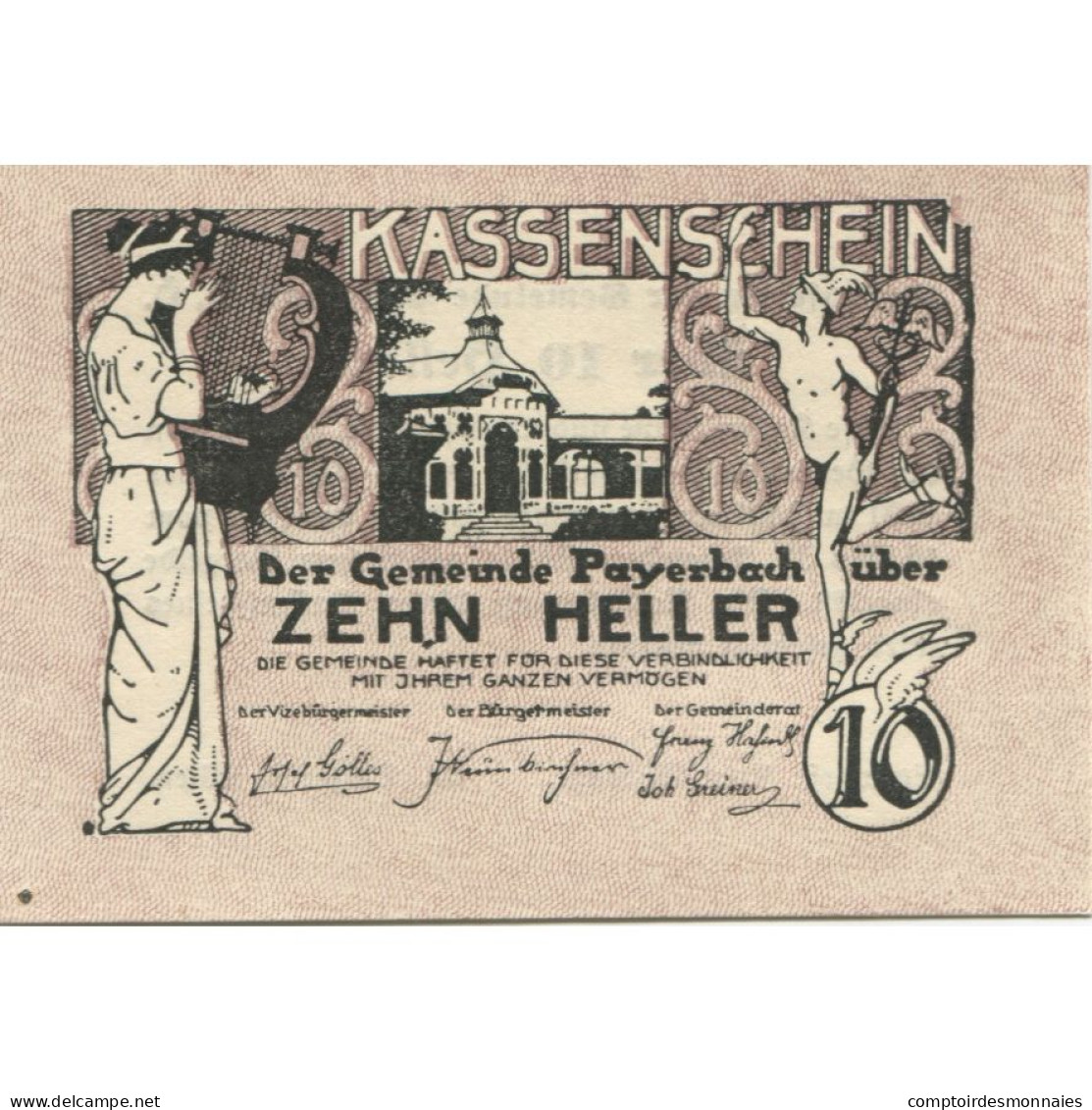 Billet, Autriche, Payerbach, 10 Heller, Statue 1920-12-31, SPL Mehl:FS 725 - Austria