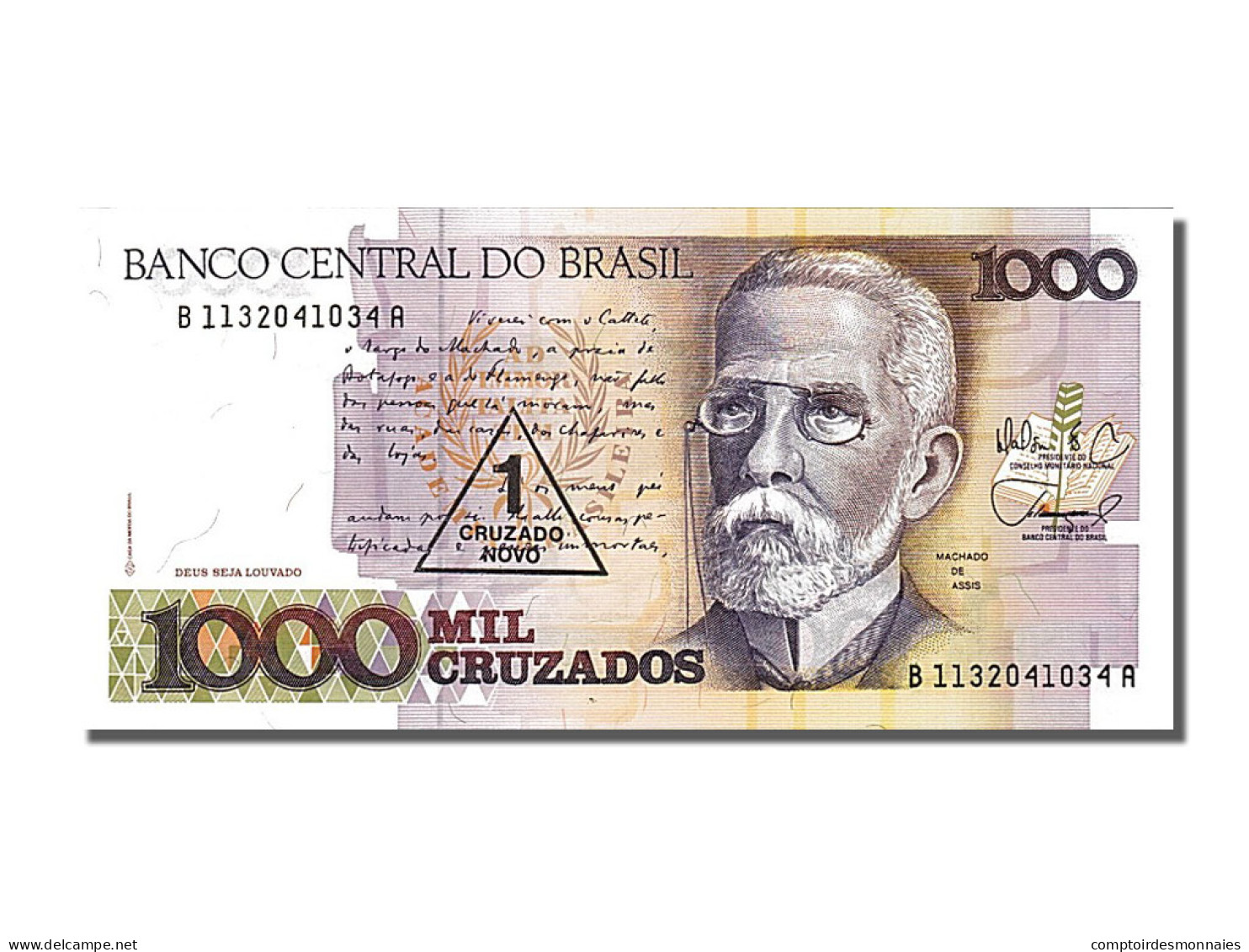 Billet, Brésil, 1 Cruzado Novo On 1000 Cruzados, 1987, NEUF - Brésil