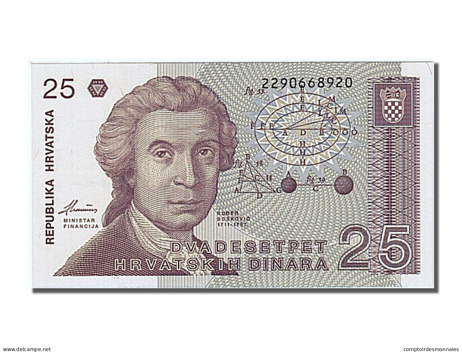 Billet, Croatie, 25 Dinara, 1991, 1991-10-08, NEUF - Croacia