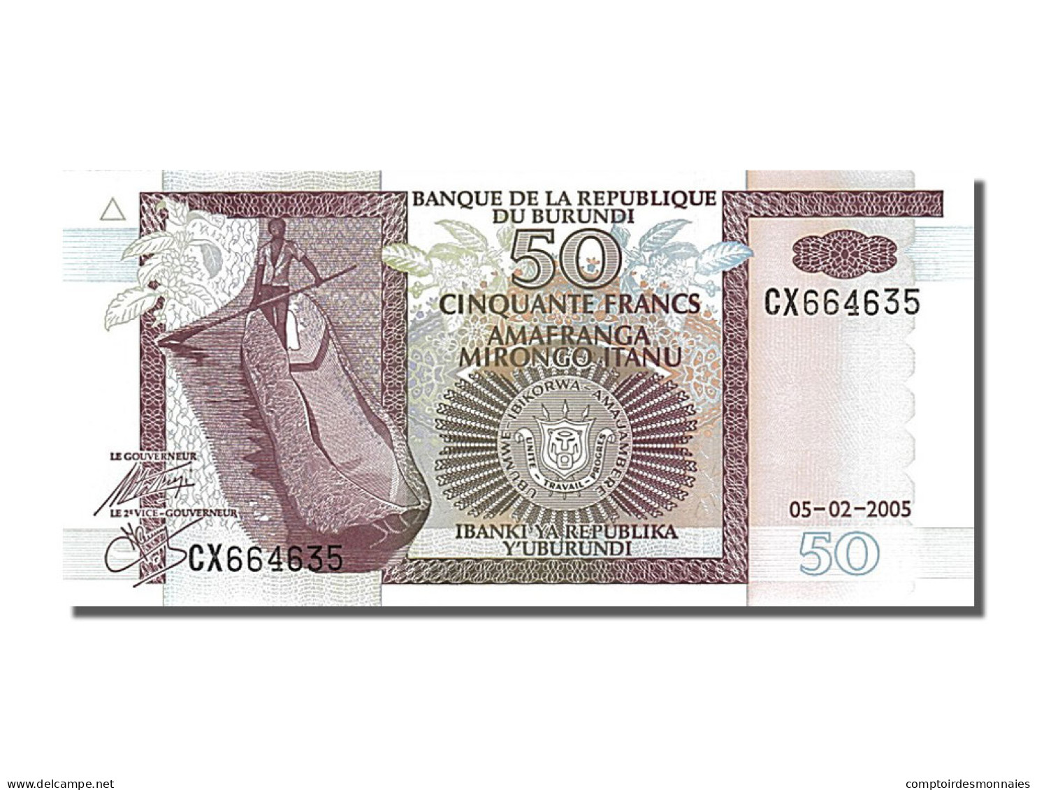 Billet, Burundi, 50 Francs, 2005, 2005-02-05, NEUF - Burundi