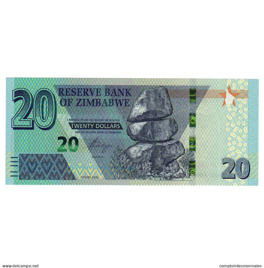 Billet, Zimbabwe, 20 Dollars, 2020, NEUF - Zimbabwe