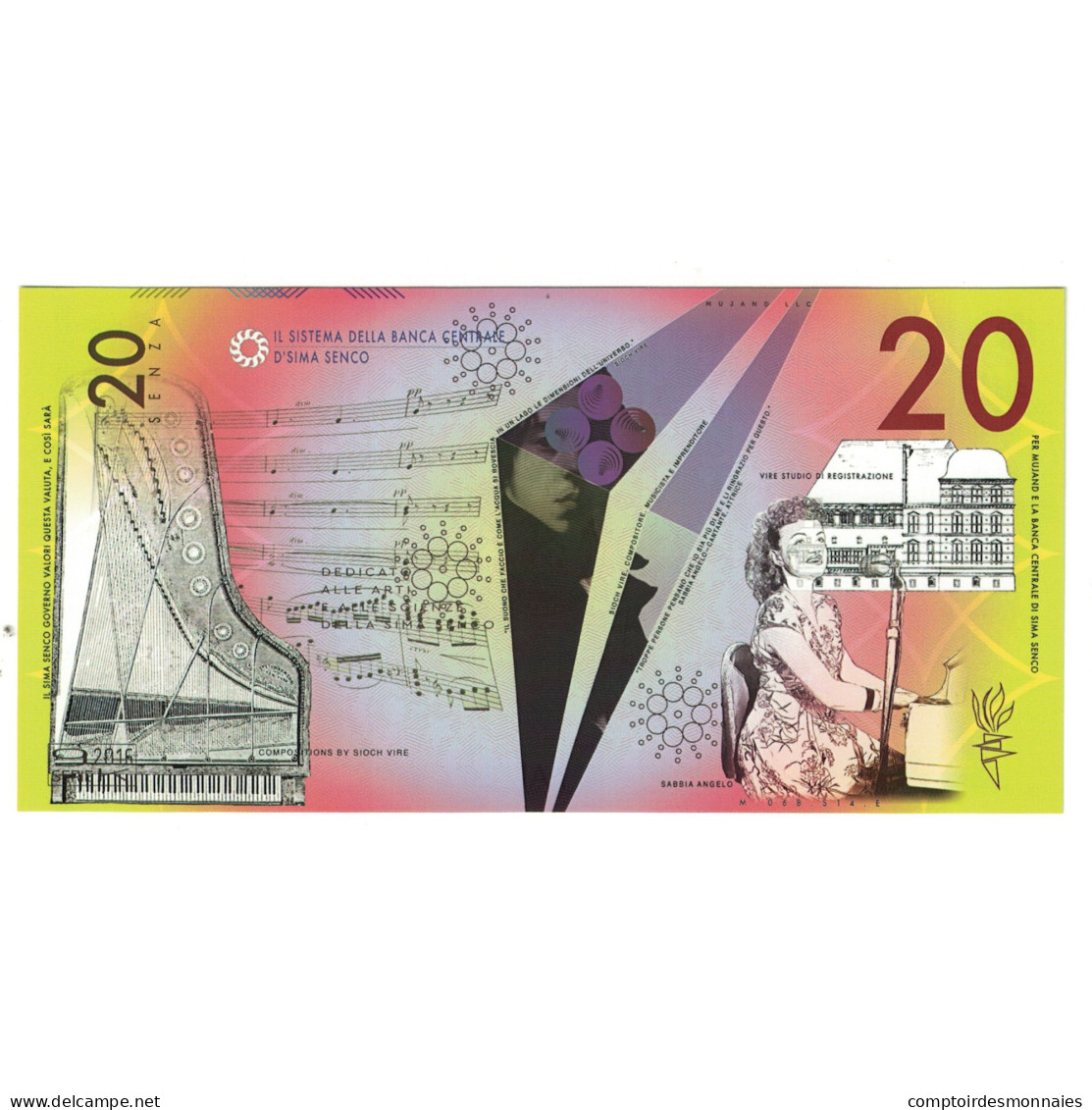 Billet, Italie, Billet Touristique, 2016, 20 SENZA, NEUF - [ 8] Fictifs & Specimens