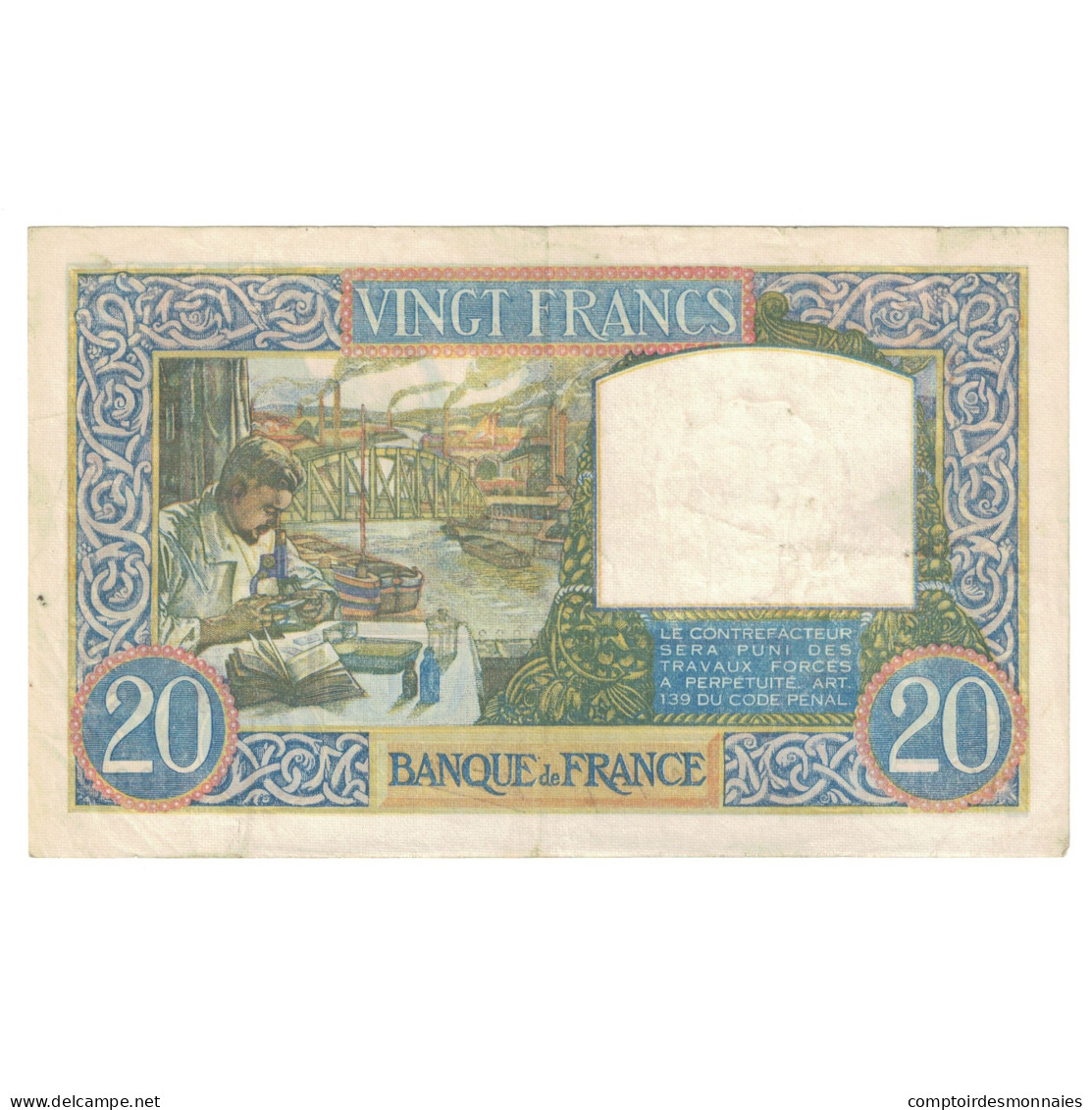 France, 20 Francs, Science Et Travail, 1941, W.4015, TTB, Fayette:12.14, KM:92b - 20 F 1939-1942 ''Science Et Travail''