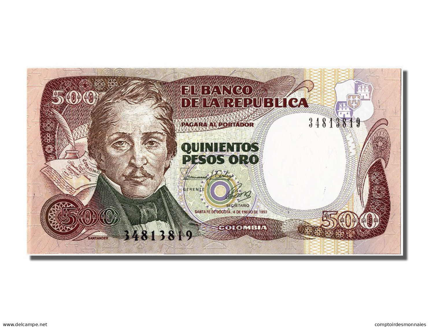 Billet, Colombie, 500 Pesos Oro, 1993, 1993-01-04, NEUF - Colombia