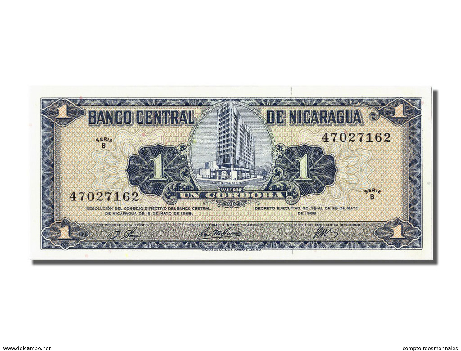 Billet, Nicaragua, 1 Cordoba, 1968, 1968-05-25, SPL - Nicaragua