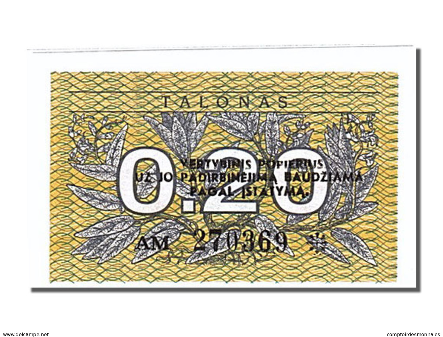 Billet, Lithuania, 0.20 Talonas, 1991, NEUF - Litauen