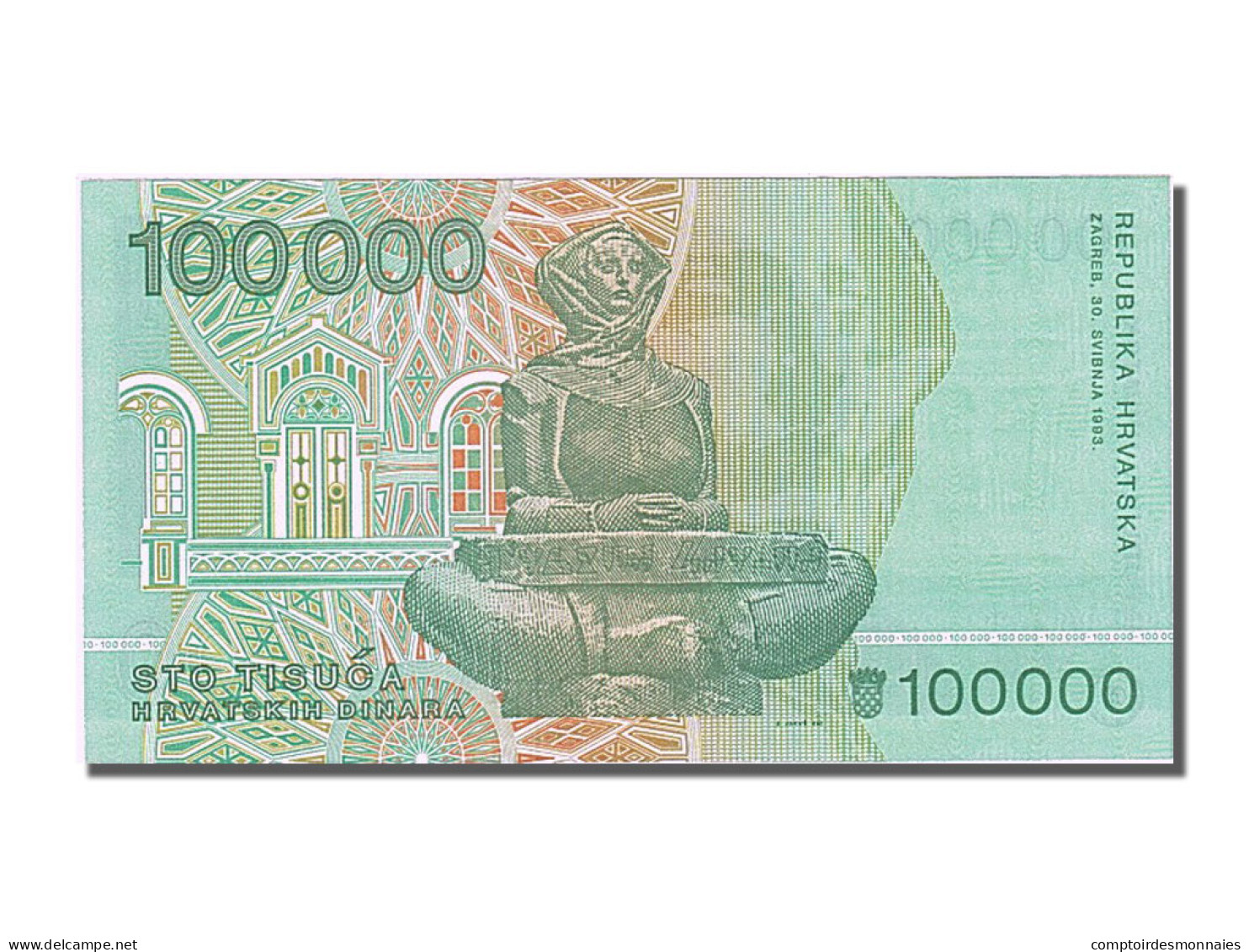 Billet, Croatie, 100,000 Dinara, 1993, 1993-05-30, NEUF - Croatie