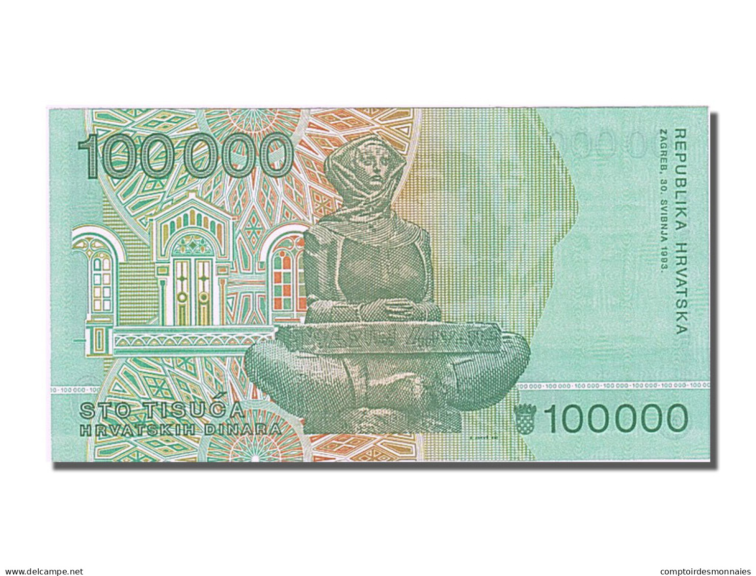 Billet, Croatie, 100,000 Dinara, 1993, 1993-05-30, NEUF - Croazia