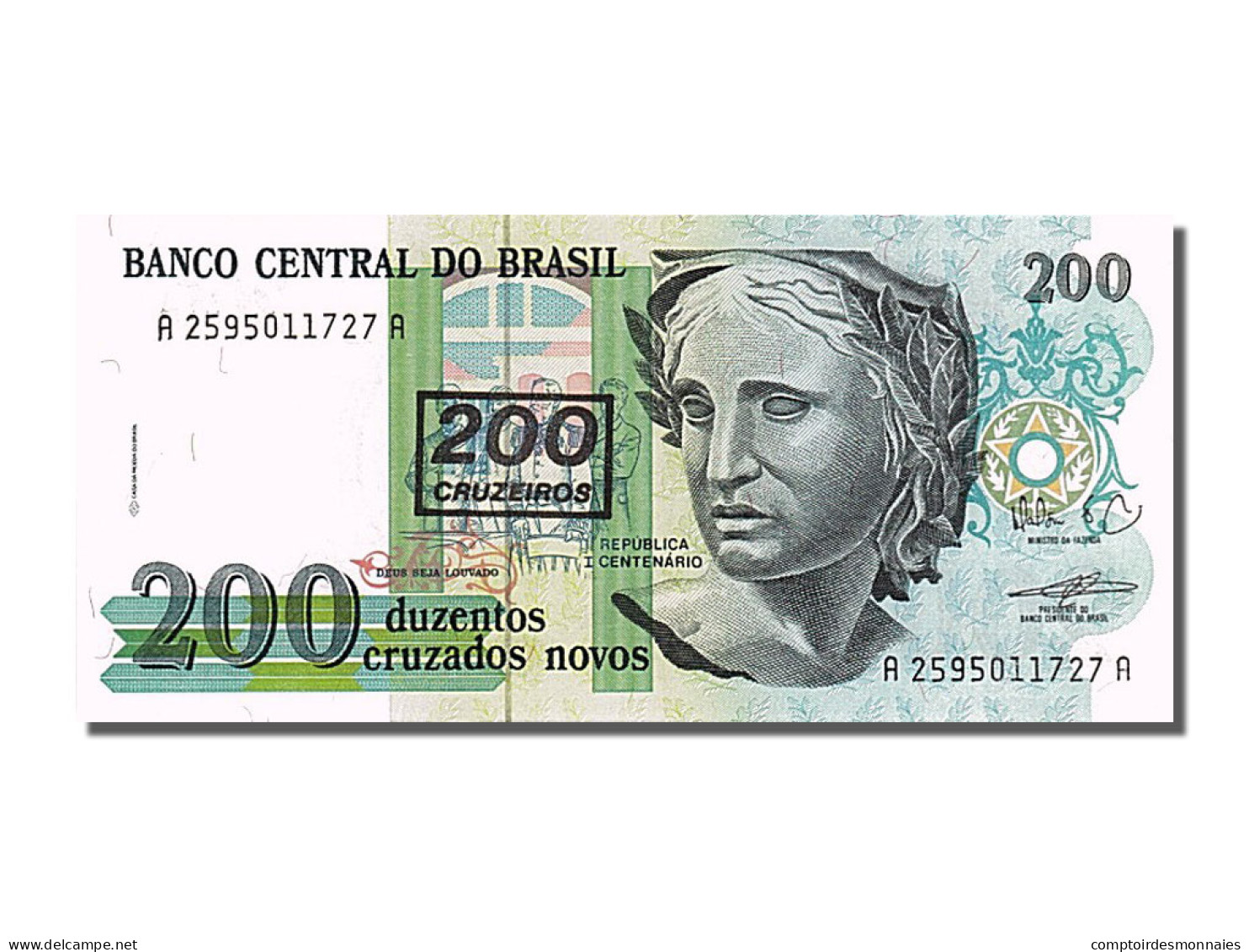 Billet, Brésil, 200 Cruzeiros On 200 Cruzados Novos, 1990, NEUF - Brasil