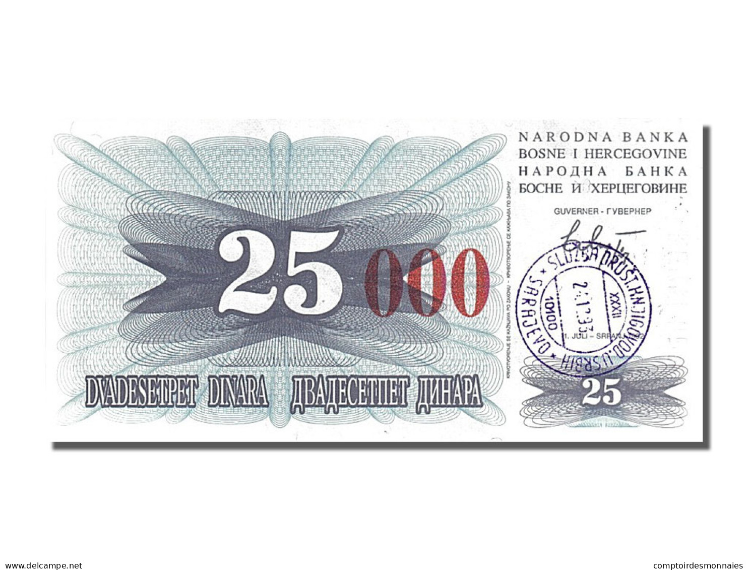 Billet, Bosnia - Herzegovina, 25,000 Dinara, 1993, 1993-12-24, NEUF - Bosnia And Herzegovina